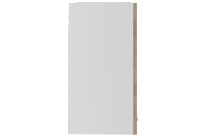 vægskab med glaslåger 60x31x60 cm spånplade sonoma-eg - Brun - Opbevaring - Skab - Vitrineskabe