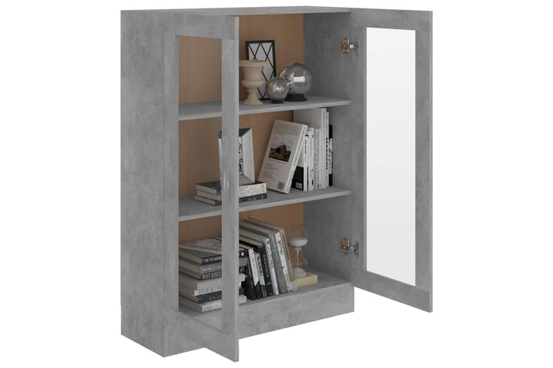vitrineskab 82,5x30,5x115 cm spånplade betongrå - Grå - Opbevaring - Skab - Vitrineskabe