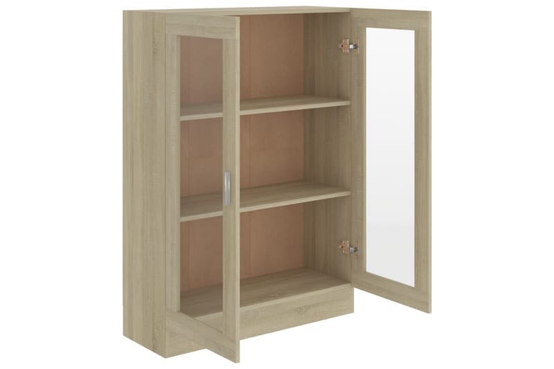 vitrineskab 82,5x30,5x115 cm spånplade sonoma-eg - Brun - Opbevaring - Skab - Vitrineskabe