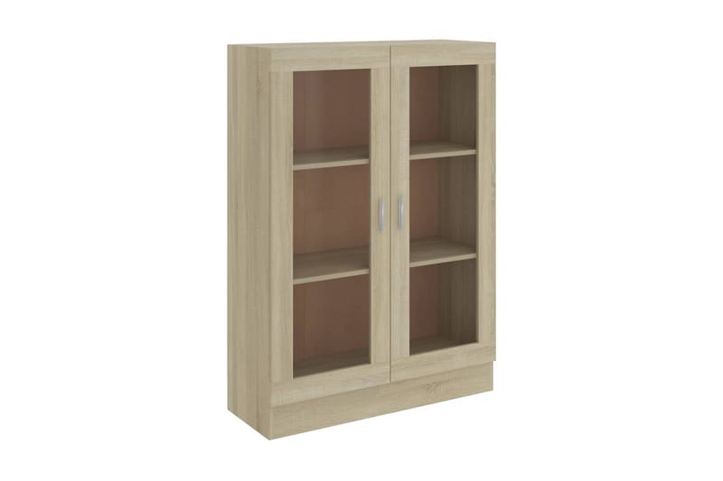 vitrineskab 82,5x30,5x115 cm spånplade sonoma-eg - Brun - Opbevaring - Skab - Vitrineskabe