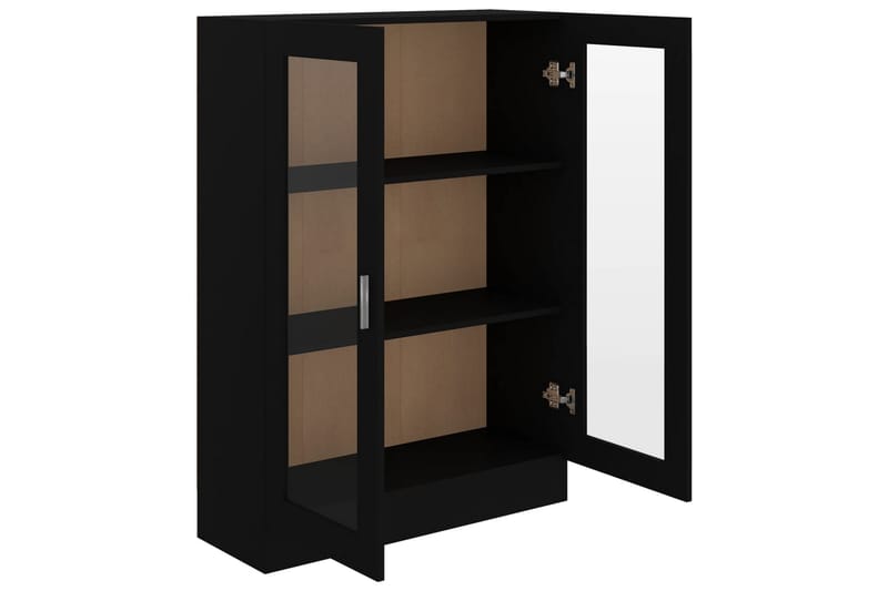 vitrineskab 82,5x30,5x115 cm spånplade sort - Sort - Opbevaring - Skab - Vitrineskabe