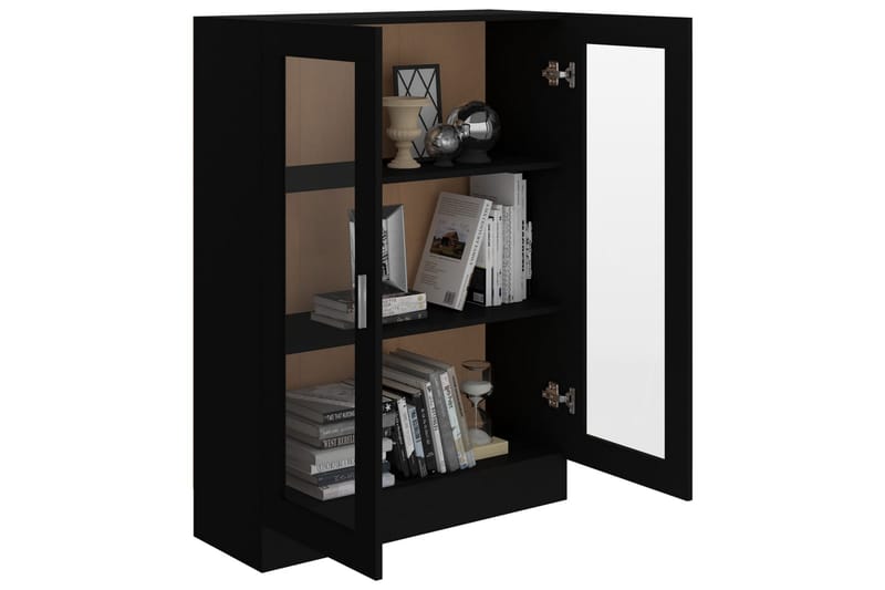 vitrineskab 82,5x30,5x115 cm spånplade sort - Sort - Opbevaring - Skab - Vitrineskabe