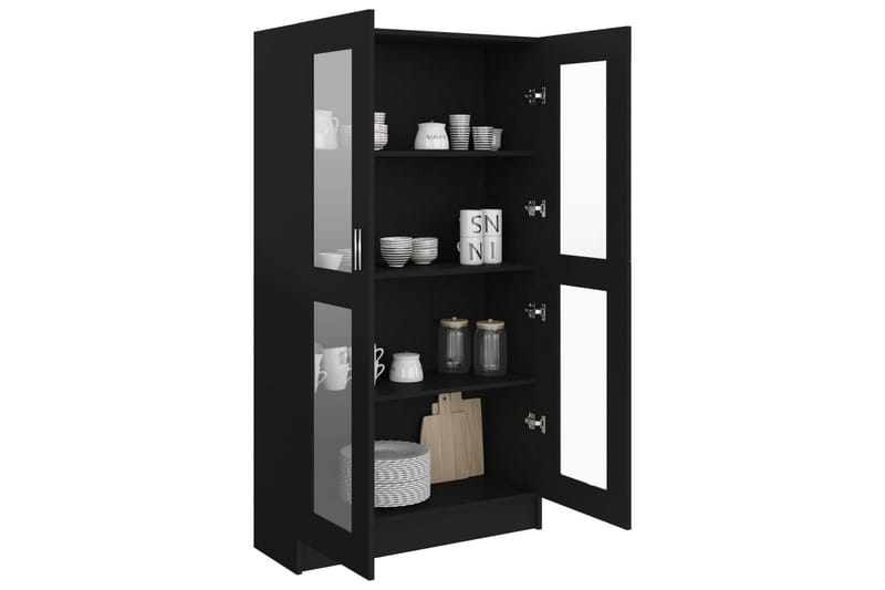 Vitrineskab 82,5x30,5x150 cm spånplade sort - Sort - Opbevaring - Skab - Vitrineskabe