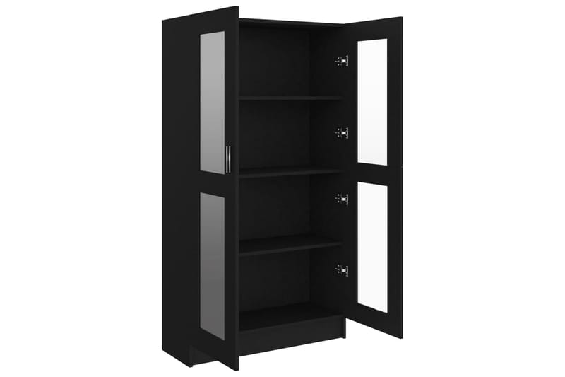 Vitrineskab 82,5x30,5x150 cm spånplade sort - Sort - Opbevaring - Skab - Vitrineskabe