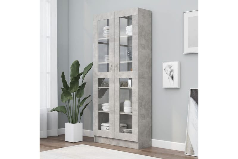 vitrineskab 82,5x30,5x185,5 cm spånplade betongrå - Grå - Opbevaring - Skab - Vitrineskabe