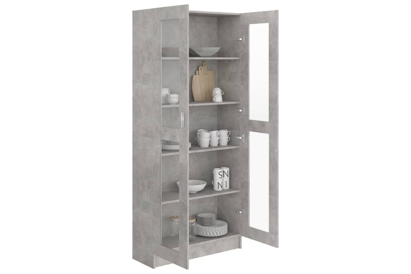 vitrineskab 82,5x30,5x185,5 cm spånplade betongrå - Grå - Opbevaring - Skab - Vitrineskabe