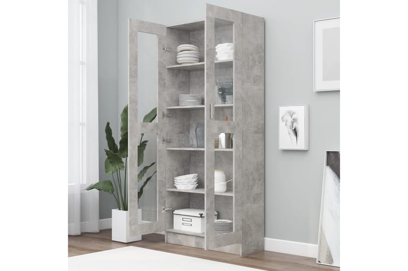 vitrineskab 82,5x30,5x185,5 cm spånplade betongrå - Grå - Opbevaring - Skab - Vitrineskabe