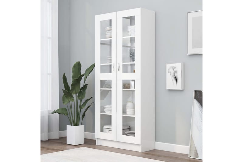 vitrineskab 82,5x30,5x185,5 cm spånplade hvid - Hvid - Opbevaring - Skab - Vitrineskabe