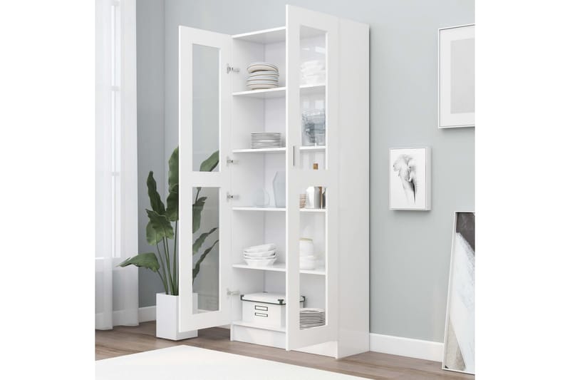 vitrineskab 82,5x30,5x185,5 cm spånplade hvid - Hvid - Opbevaring - Skab - Vitrineskabe