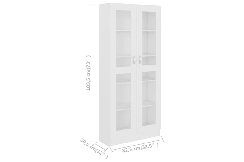 vitrineskab 82,5x30,5x185,5 cm spånplade hvid - Hvid - Opbevaring - Skab - Vitrineskabe