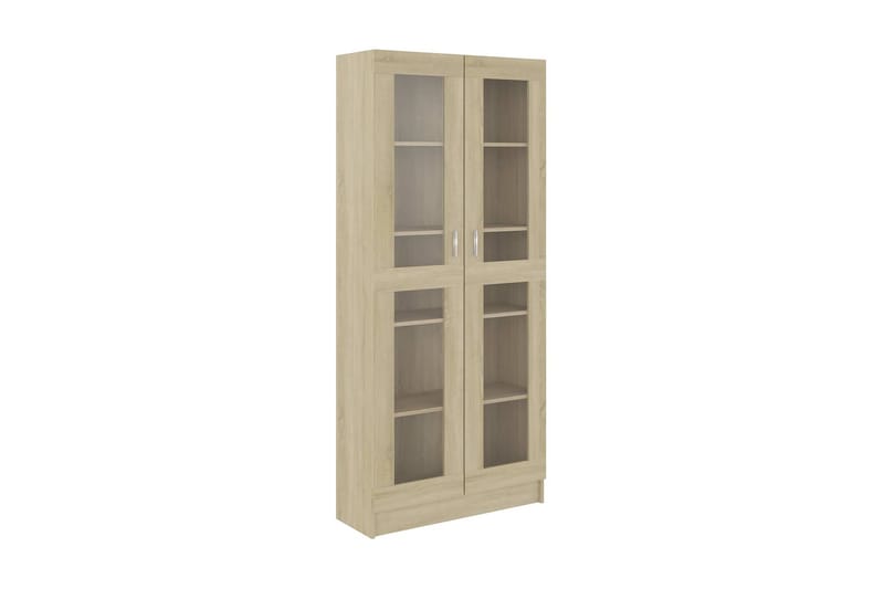 vitrineskab 82,5x30,5x185,5 cm spånplade sonoma-eg - Brun - Opbevaring - Skab - Vitrineskabe