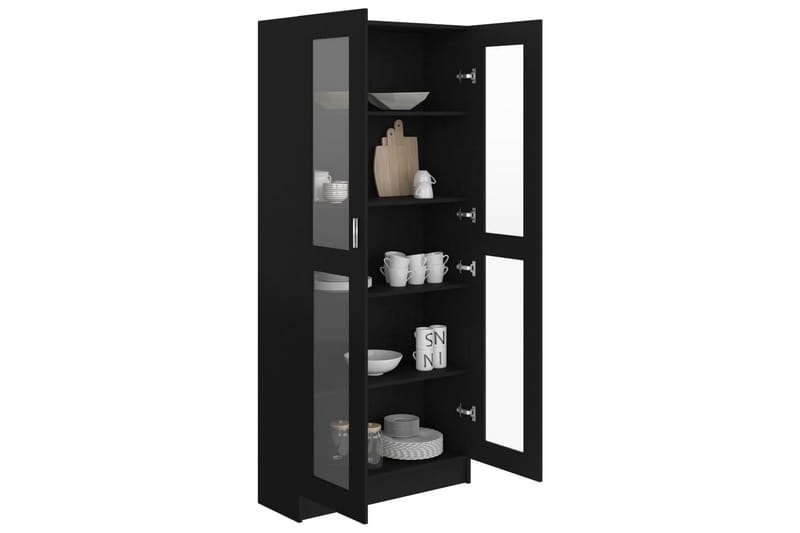 vitrineskab 82,5x30,5x185,5 cm spånplade sort - Sort - Opbevaring - Skab - Vitrineskabe