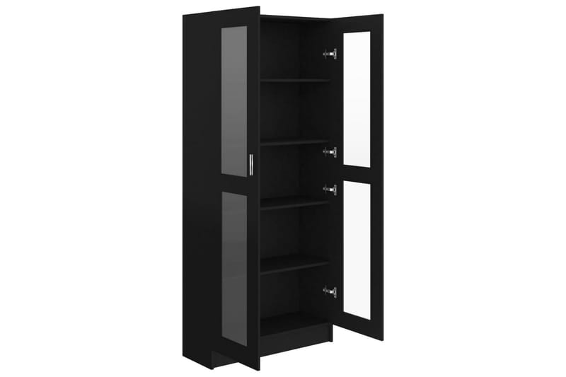 vitrineskab 82,5x30,5x185,5 cm spånplade sort - Sort - Opbevaring - Skab - Vitrineskabe