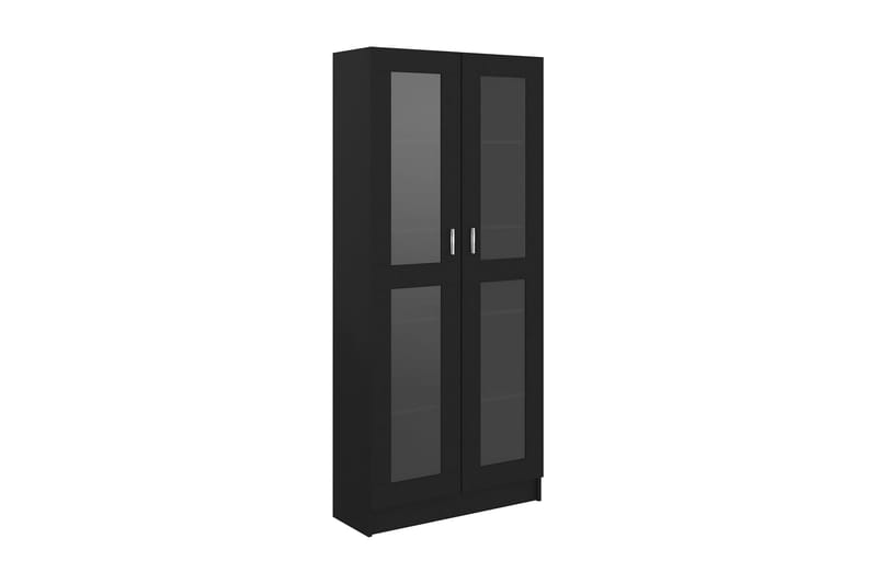 vitrineskab 82,5x30,5x185,5 cm spånplade sort - Sort - Opbevaring - Skab - Vitrineskabe