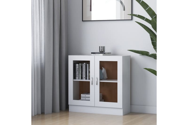 vitrineskab 82,5x30,5x80 cm spånplade hvid - Hvid - Opbevaring - Skab - Vitrineskabe