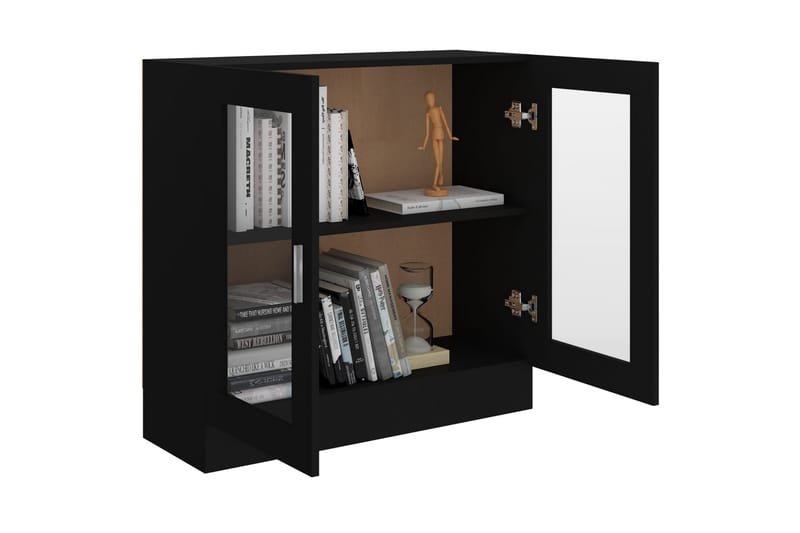 vitrineskab 82,5x30,5x80 cm spånplade sort - Sort - Opbevaring - Skab - Vitrineskabe