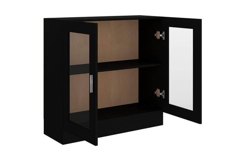 vitrineskab 82,5x30,5x80 cm spånplade sort - Sort - Opbevaring - Skab - Vitrineskabe