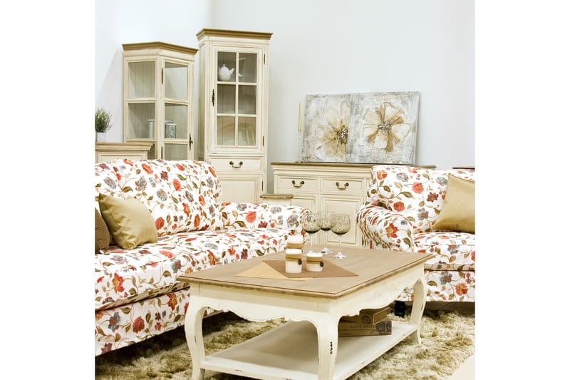 Vitrineskab SAMIRA 49x39xH178cm farve: antikhvid - Opbevaring - Skab - Vitrineskabe