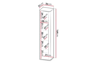 Zalricus Vitrinskåp 36x164 cm - Beige - Opbevaring - Skab - Vitrineskabe