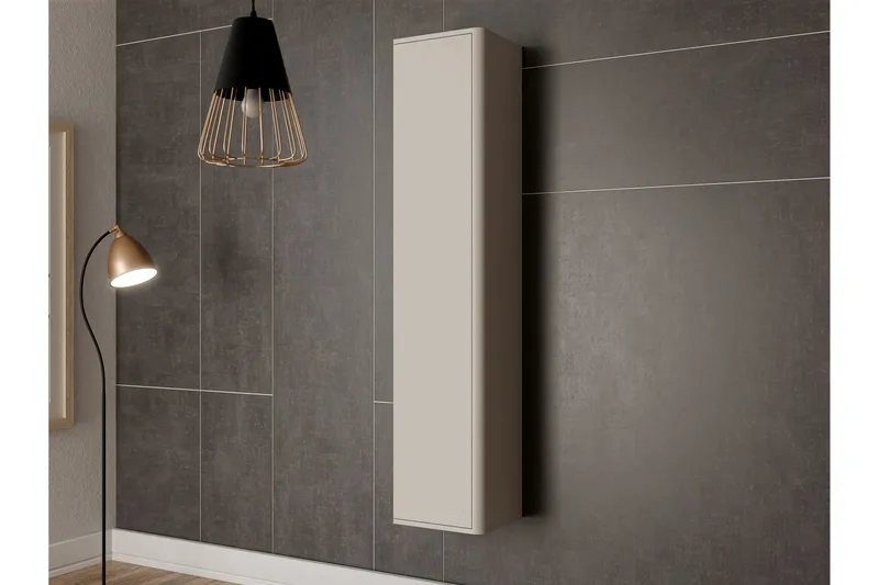 Zalricus Vitrinskåp 36x164 cm - Beige - Opbevaring - Skab - Vitrineskabe