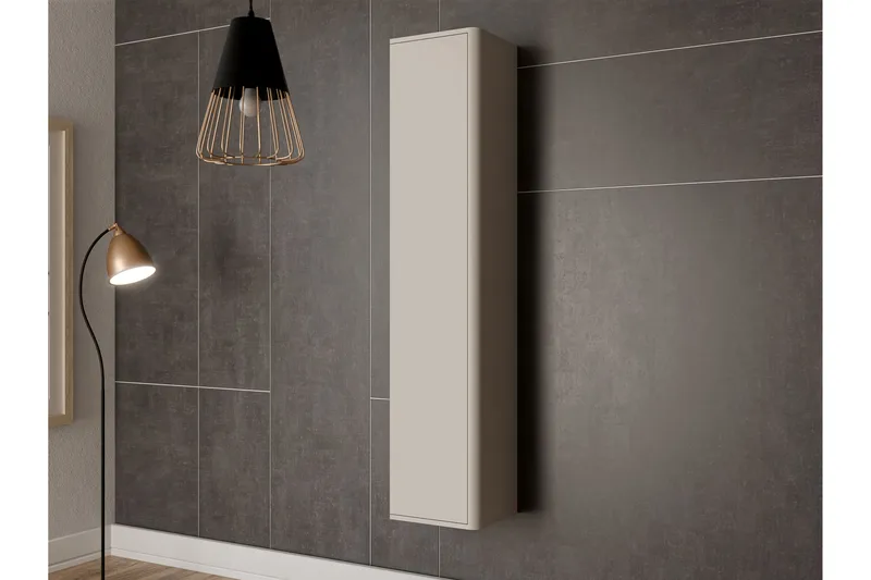 Zalricus Vitrinskåp 36x164 cm - Beige - Opbevaring - Skab - Vitrineskabe