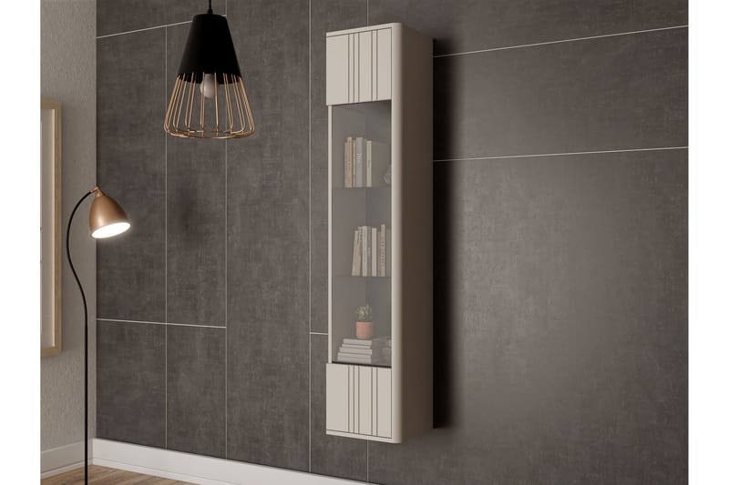 Zalricus Vitrinskåp 36x164 cm - Beige - Opbevaring - Skab - Vitrineskabe