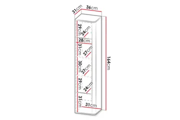 Zalricus Vitrinskåp 36x164 cm - Beige - Opbevaring - Skab - Vitrineskabe