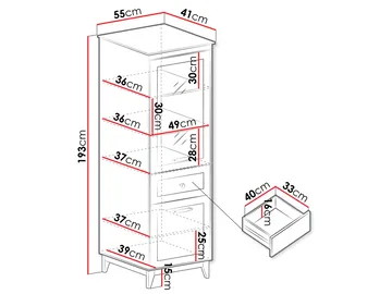 Zeylor Vitrineskab 193 cm - Opbevaring - Skab - Vitrineskabe