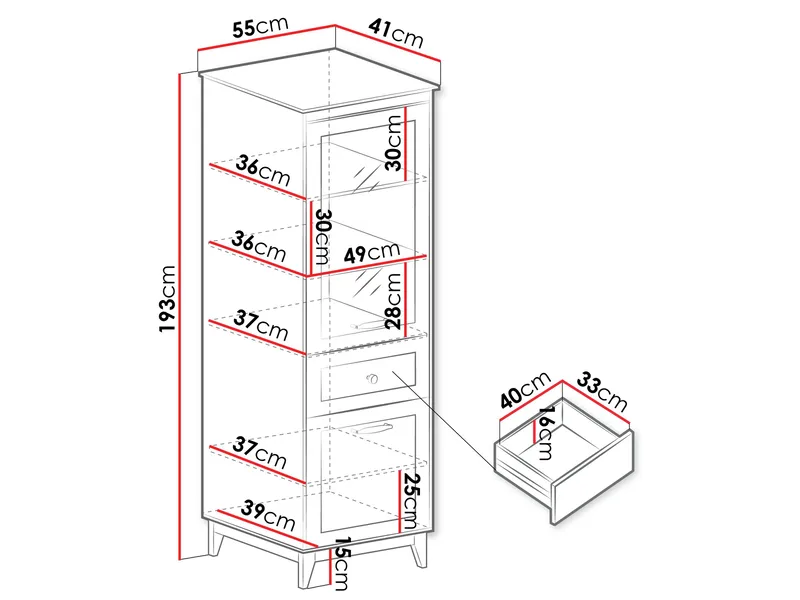 Zeylor Vitrineskab 193 cm - Opbevaring - Skab - Vitrineskabe