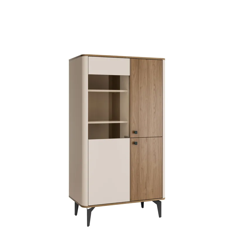 Zeyrin Vitrineskab 89x156 cm, Brun|beige|sort
