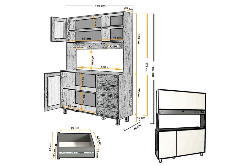 Multifunktionsskab Jatin Hvid - Hvid - Hus & renovering - Køkken & bad - Køkken & bryggers