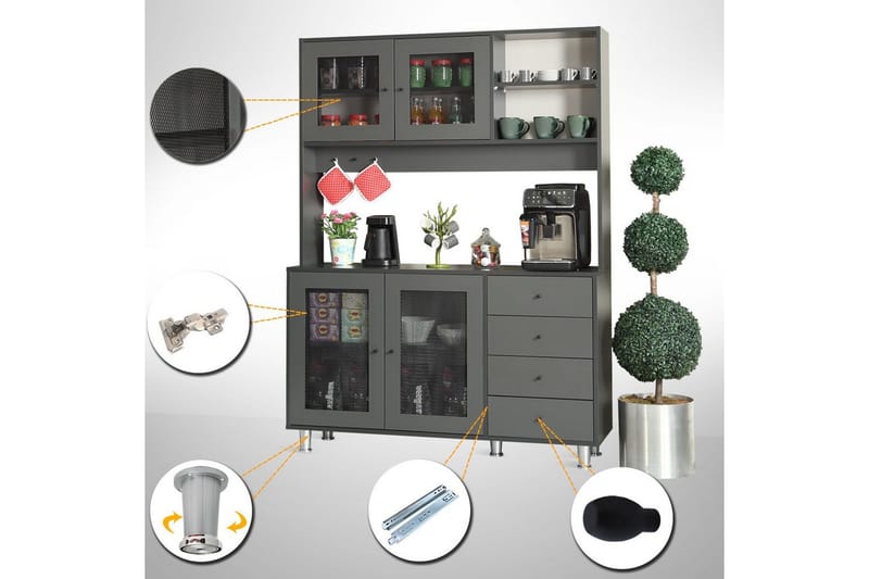 Multifunktionsskab Jatin Antracit - Antracit - Hus & renovering - Køkken & bad - Køkken & bryggers
