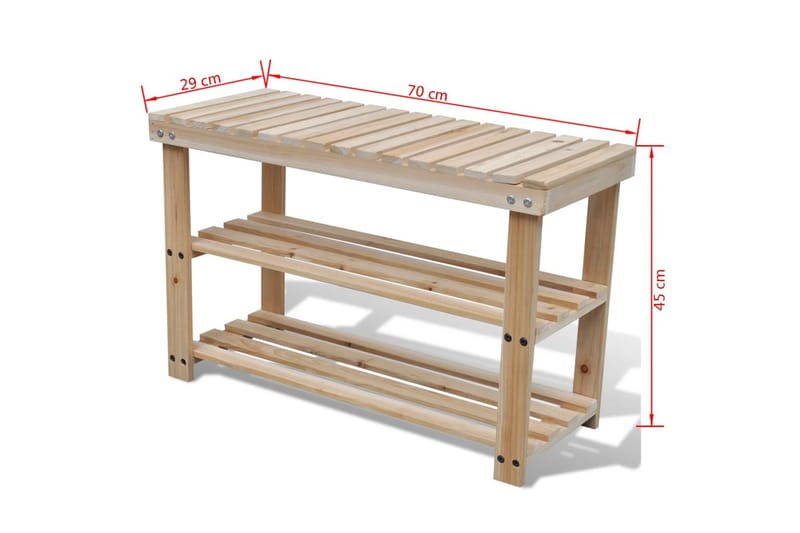 2-I-1 Skoreol Og Bænk I Træ - Brun - Entréopbevaring - Skoopbevaring - Skohylde