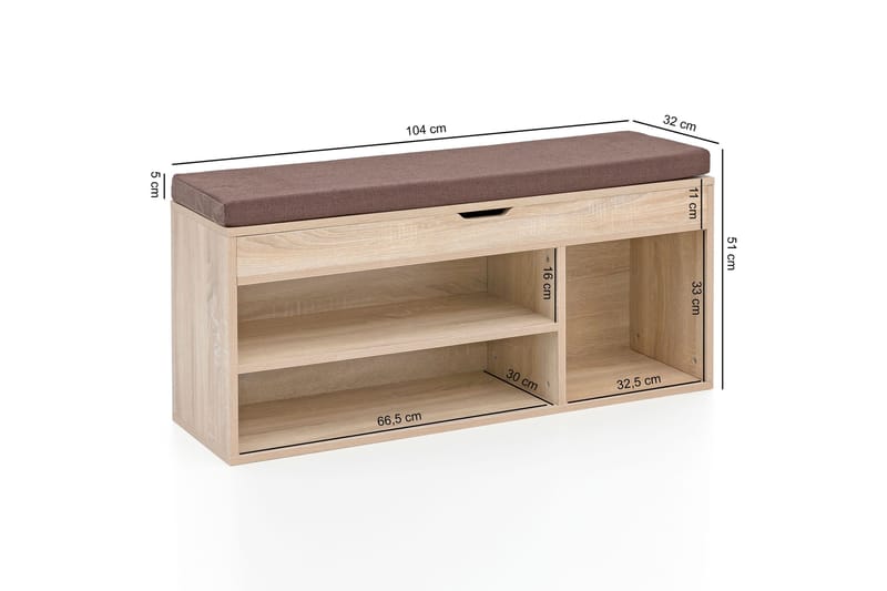 Anielle Skohylde 104x32 cm - Træ / natur - Opbevaring - Skoopbevaring