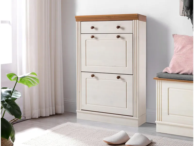 Anita Skostativ 80x105 cm - Hvid/Honning - Opbevaring - Skoopbevaring - Skoskab