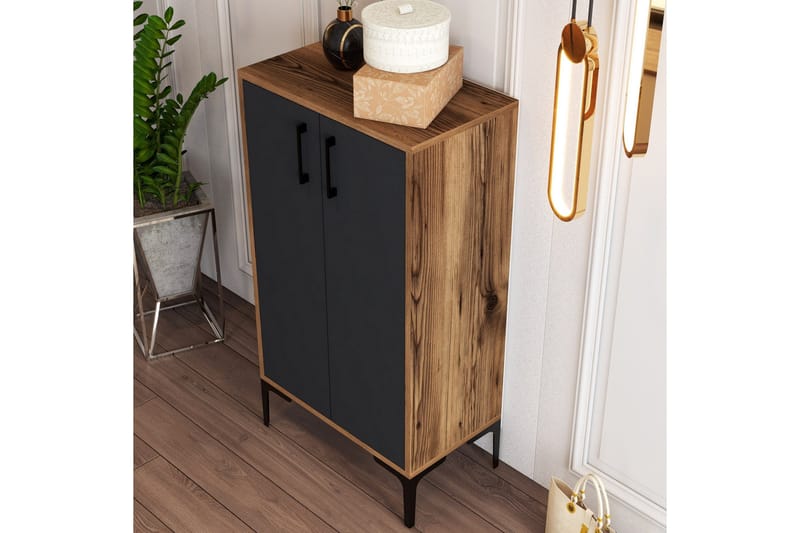 Babice Skoskab 35x60 cm - Valnød/Antracit - Opbevaring - Skoopbevaring - Skoskab