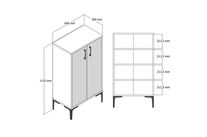 Babice Skoskab 35x60 cm - Valnød/Antracit - Skoskab - Entréopbevaring - Skoopbevaring