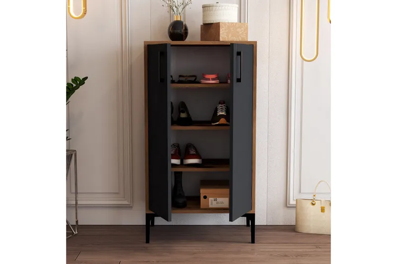 Babice Skoskab 35x60 cm - Valnød/Antracit - Opbevaring - Skoopbevaring - Skoskab