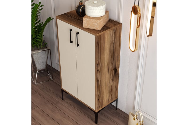 Babice Skoskab 35x60 cm - Valnød/Cremehvid - Opbevaring - Skoopbevaring - Skoskab