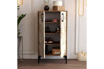 Babice Skoskab 35x60 cm - Valnød/Hvid - Opbevaring - Skoopbevaring