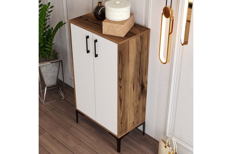 Babice Skoskab 35x60 cm - Valnød/Hvid - Opbevaring - Skoopbevaring - Skoskab