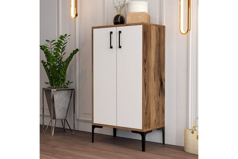 Babice Skoskab 35x60 cm - Valnød/Hvid - Opbevaring - Skoopbevaring - Skoskab