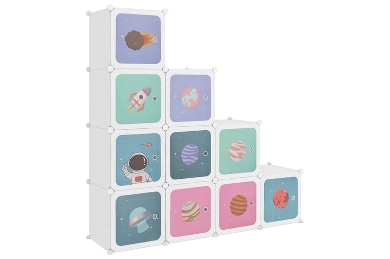 beBasic opbevaringsreol til børn 10 kubeformede kasser PP hvid - Hvid - Entréopbevaring - Skoopbevaring - Skohylde