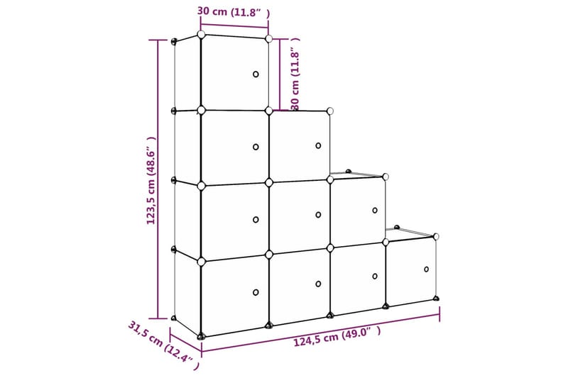 beBasic opbevaringsreol til børn 10 kubeformede kasser PP hvid - Hvid - Entréopbevaring - Skoopbevaring - Skohylde
