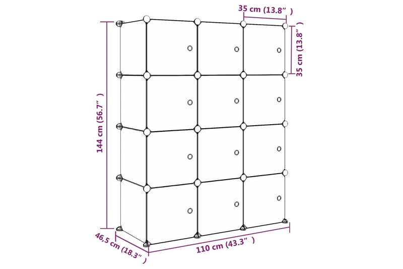 beBasic opbevaringsreol til børn 12 kubeformede kasser PP lyserød - LyserÃ¸d - Entréopbevaring - Skoopbevaring - Skohylde