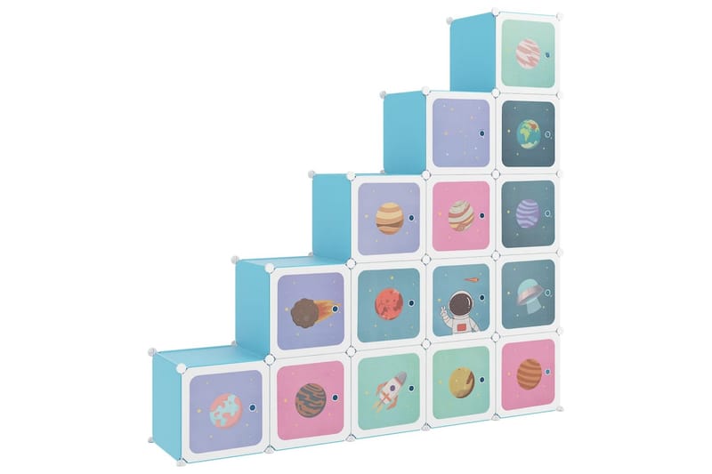 beBasic opbevaringsreol til børn 15 kubeformede kasser PP blå - BlÃ¥ - Entréopbevaring - Skoopbevaring - Skohylde