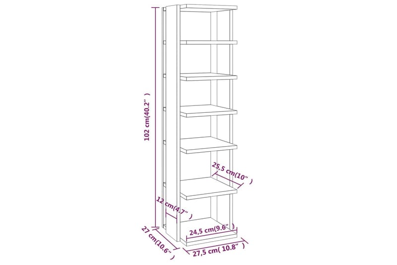 beBasic skoreol 25x27x102 cm konstrueret træ brun egetræsfarve - Brun - Entréopbevaring - Skoopbevaring - Skohylde