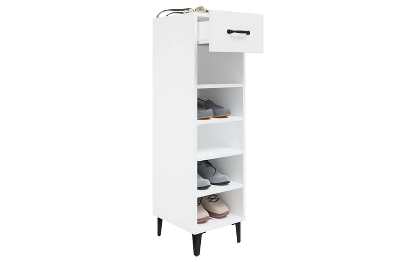 beBasic skoreol 30x35x105 cm konstrueret træ hvid - Hvid - Skoskab - Entréopbevaring - Skoopbevaring