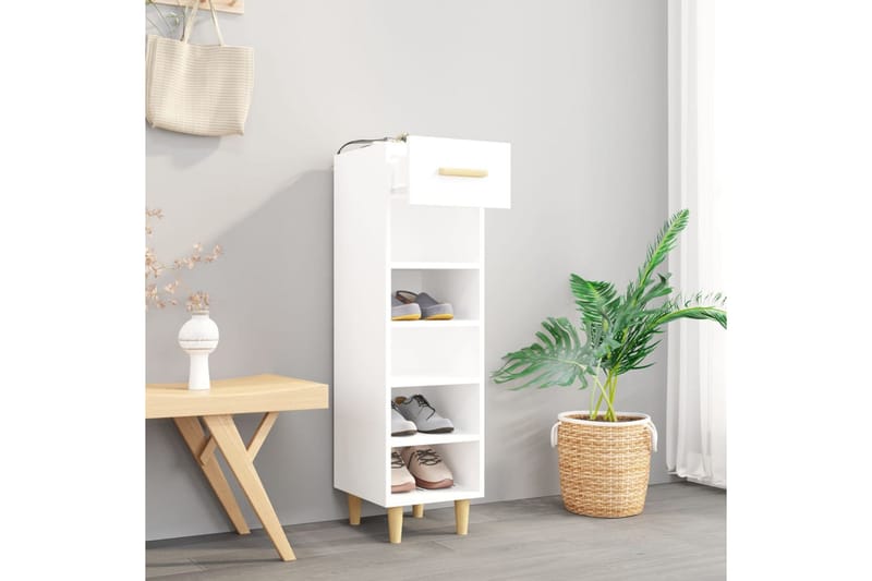 beBasic skoreol 30x35x105 cm konstrueret træ hvid - Hvid - Opbevaring - Skoopbevaring - Skoskab