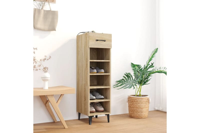 beBasic skoreol 30x35x105 cm konstrueret træ sonoma-eg - Brun - Skoskab - Entréopbevaring - Skoopbevaring